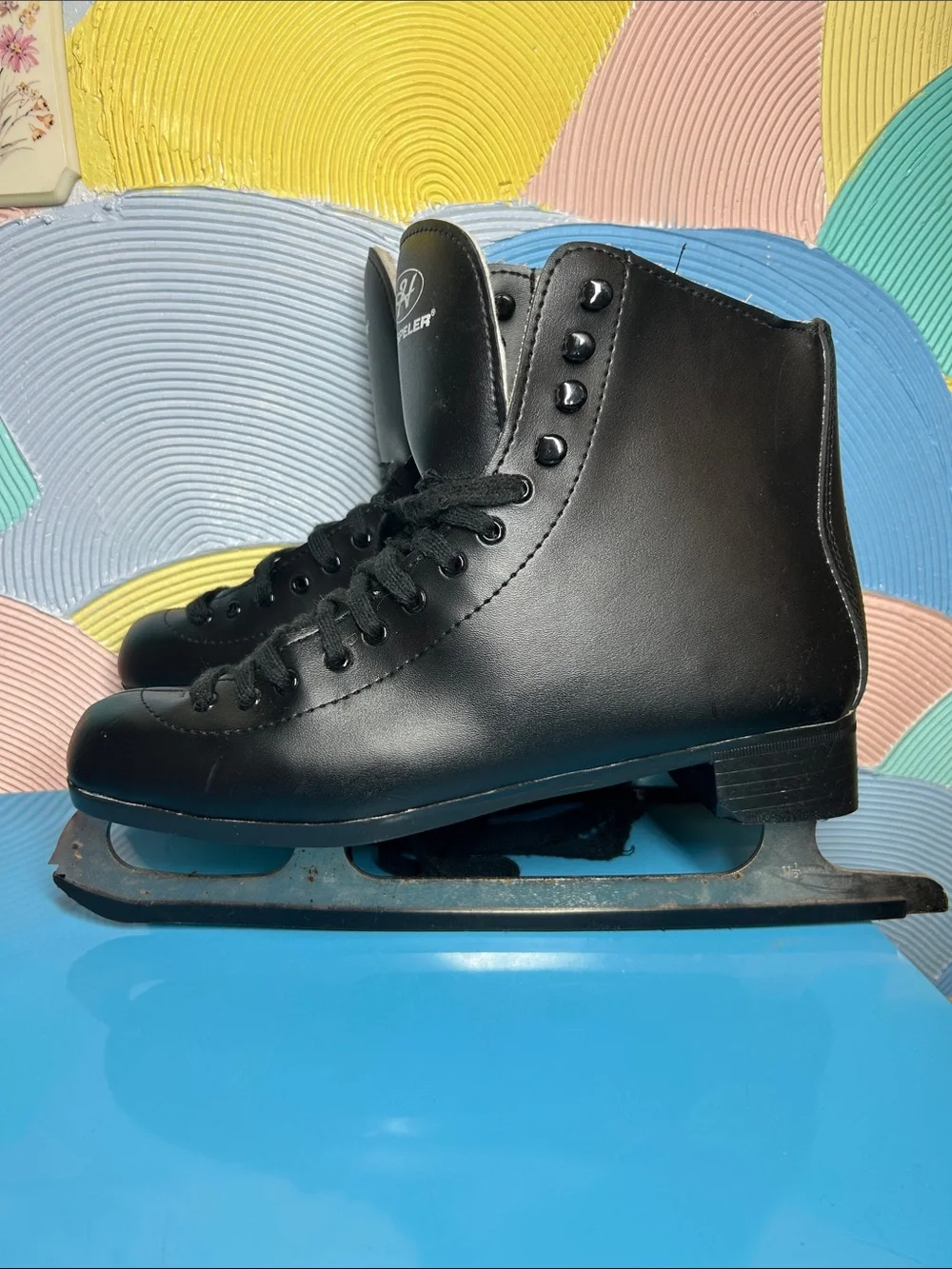 Hespeler Men’s Black Leather Ice Skates sz 11